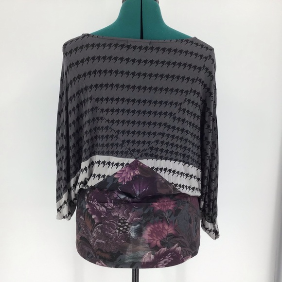 Smash Pattern Blocked Dolman Sleeve Blouse, Medium - Picture 10 of 16